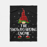 Red Buffalo Plaid Matching The Snowboarding Gnome  Fleece Blanket