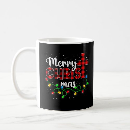 Red Buffalo Plaid Merry Christmas Lights  Coffee Mug