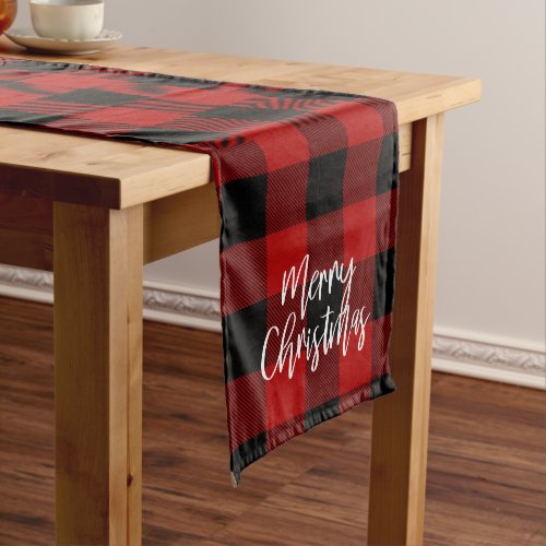 Red Buffalo Plaid  Merry Christmas Medium Table Runner