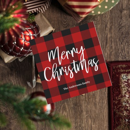 Red Buffalo Plaid  Merry Christmas Personal Name