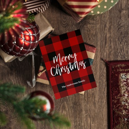 Red Buffalo Plaid  Merry Christmas Personal Name