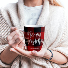 Red Buffalo Plaid & Merry Christmas |personal Name Latte Mug at Zazzle