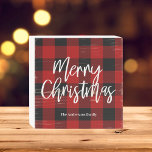 Red Buffalo Plaid & Merry Christmas |Personal Name Wooden Box Sign<br><div class="desc">Get ready to infuse your holiday season with a touch of rustic charm and personalized warmth with our Red Buffalo Plaid & Merry Christmas collection! Whether you're decorating your home or searching for the perfect gift, these festive items are designed to bring joy and comfort to your celebrations.Spread joy, warmth,...</div>