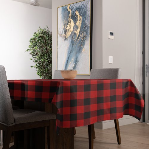 Red Buffalo Plaid  Merry Christmas Tablecloth