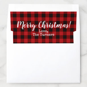 Red Buffalo Plaid Merry Christmas Typography Envelope Liner