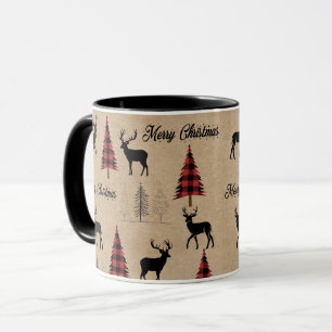 Red Buffalo Plaid & Merry Christmas Woodlands  Mug