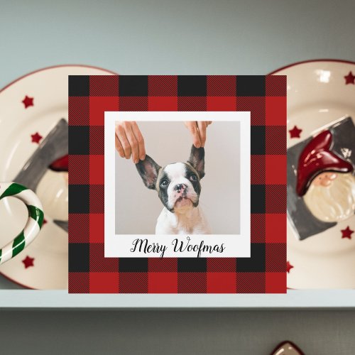 Red Buffalo Plaid  Merry Woofmas With Dog Photo