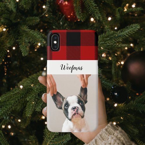 Red Buffalo Plaid  Merry Woofmas With Dog Photo C iPhone XS Max Case