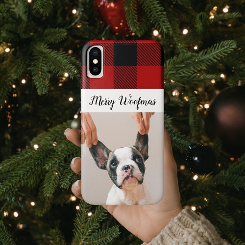 Red Buffalo Plaid  Merry Woofmas With Dog Photo C iPhone XS Case