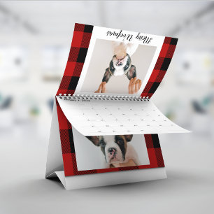 Red Buffalo Plaid & Merry Woofmas With Dog Photo Calendar