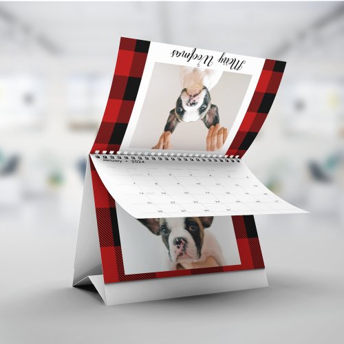 Red Buffalo Plaid  Merry Woofmas With Dog Photo Calendar