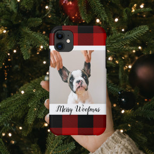 Red Buffalo Plaid & Merry Woofmas With Dog Photo iPhone 11 Case