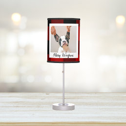 Red Buffalo Plaid &amp; Merry Woofmas With Dog Photo Table Lamp