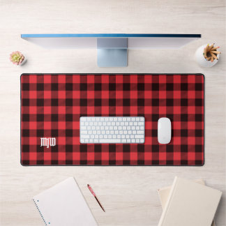 Red Buffalo Plaid Monogram Desk Mat