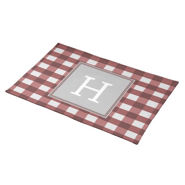 Red Buffalo Plaid Monogram Placemat (On Table)