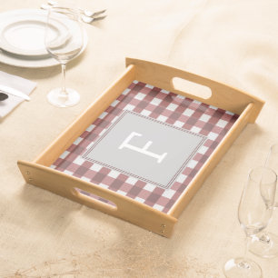 Red Buffalo Plaid Monogram Serving Tray