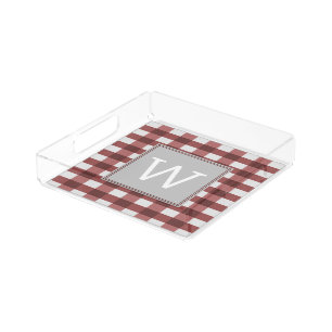 Red Buffalo Plaid Monogram Vanity Tray