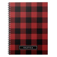 Red Buffalo Plaid Monogrammed Spiral Notebook