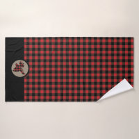 Pink and White Buffalo Plaid Bath Towel Set, Zazzle