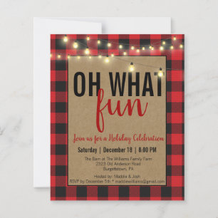 Red Buffalo Plaid Oh What Fun Xmas Party Invite