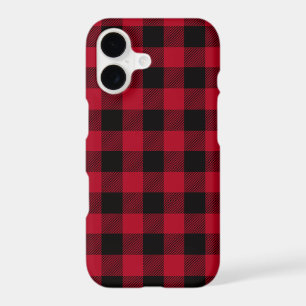 Red Buffalo Plaid on Black Pattern Rustic iPhone 17 Case