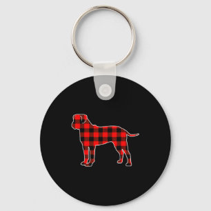 Red Buffalo Plaid Pajama Bullmastiff Christmas Dog Keychain