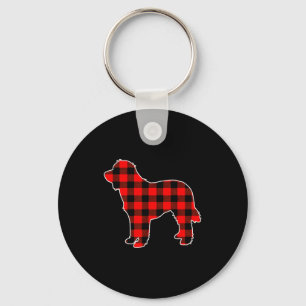 Red Buffalo Plaid Pajama Doodle Christmas Dog Love Keychain