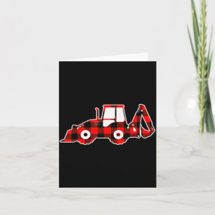 Red Buffalo Plaid Pajama Tractor Christmas Card