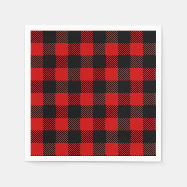 Red Buffalo Plaid Paper Napkins (Front)
