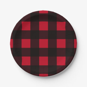 Red Buffalo Plaid Paper Plates