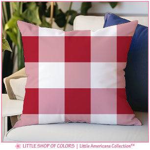 Red Buffalo Plaid Patriotic Farmhouse Throw Pillow