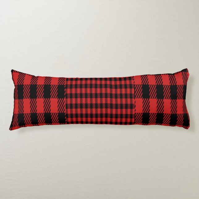 Red Buffalo Plaid Pattern Body Pillow (Front)