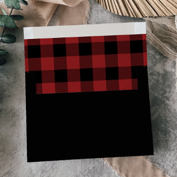 Red Buffalo Plaid Pattern Christmas Card Envelope by ChristmasPaperCo at Zazzle