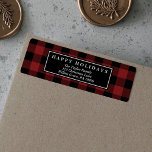 Red Buffalo Plaid Pattern Christmas Card Label<br><div class="desc">These red buffalo plaid pattern Christmas return address labels are perfect for a traditional holiday card or invitation. The design features a classic red and black buffalo plaid pattern.</div>