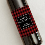 Red Buffalo Plaid Pattern Christmas Gift Wine Label<br><div class="desc">This red buffalo plaid pattern Christmas gift wine label makes the perfect traditional holiday gift. The design features a classic red and black buffalo plaid pattern. Personalize the label with your name.</div>