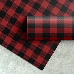Red Buffalo Plaid Pattern Christmas Gift Wrapping Paper