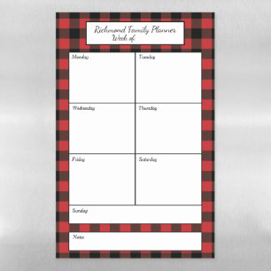 Red Buffalo Plaid Pattern Family Planner Magnetic Dry Erase Sheet