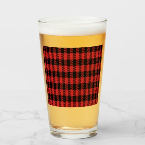 Red Buffalo Plaid Pattern Glass