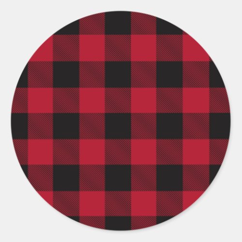 Red Buffalo Plaid Pattern on Black Rustic Sticker