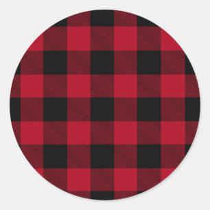 Red Buffalo Plaid Pattern on Black Rustic Sticker