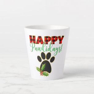 Red Buffalo Plaid Paw Print Christmas Latte Mug