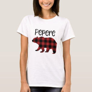 Red Buffalo Plaid Pepere Bear Holiday Gift T-Shirt