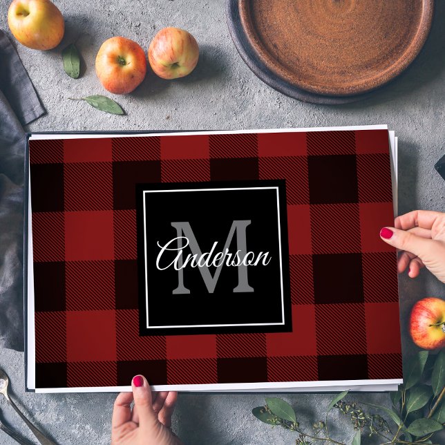 Red Buffalo Plaid | Personal Initial | Gift Paper  Paper Pad (Creator Uploaded)