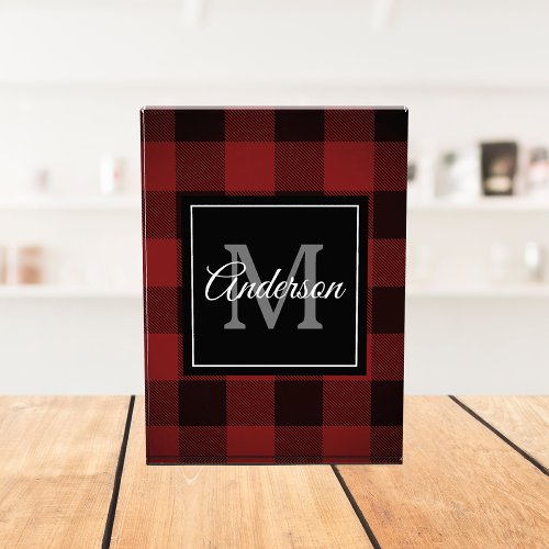 Red Buffalo Plaid  Personal Initial  Gift Photo 