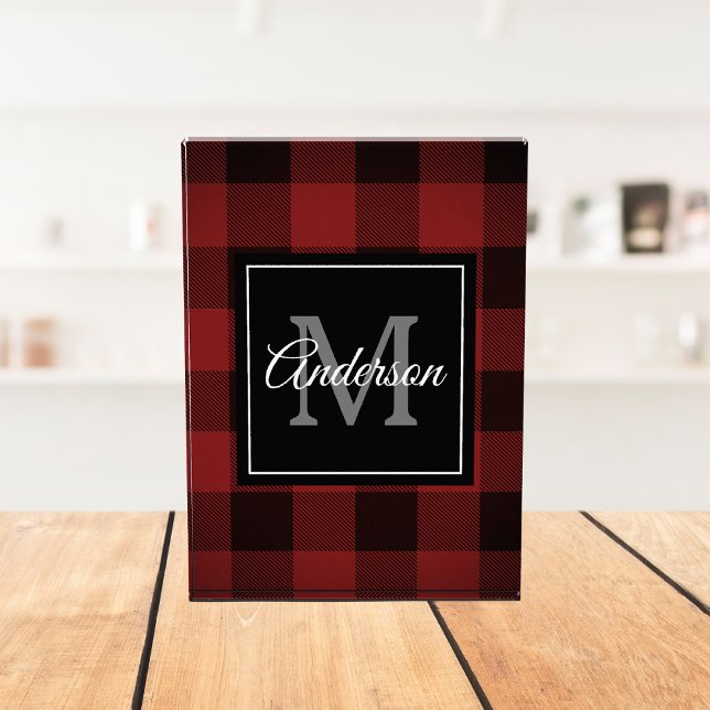 Red Buffalo Plaid | Personal Initial | Gift Photo  (Creator Uploaded)