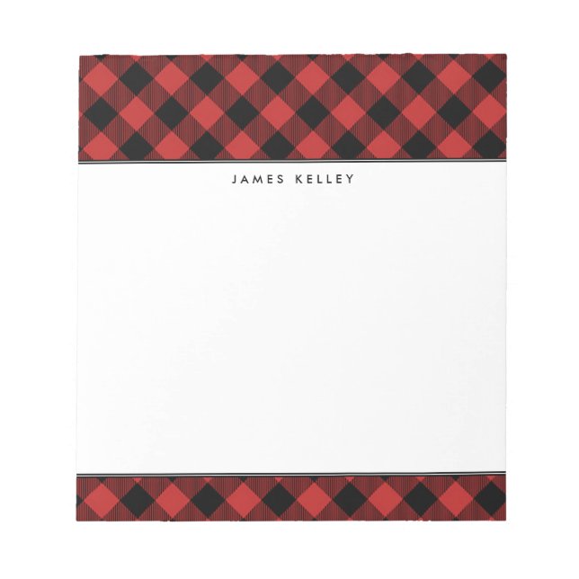 Red Buffalo Plaid Personalized Notepad (Front)