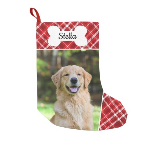 Red Buffalo Plaid Pet Dog Photo Christmas Stocking