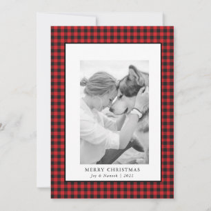 Red Buffalo Plaid Pet Photo Christmas Card