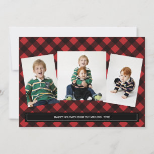 Red Buffalo Plaid Photo Collage Card for Christmas
