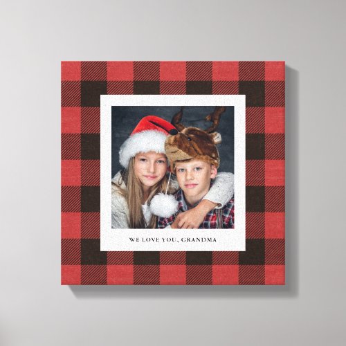 Red Buffalo Plaid  Photo for Grandma Canvas Print